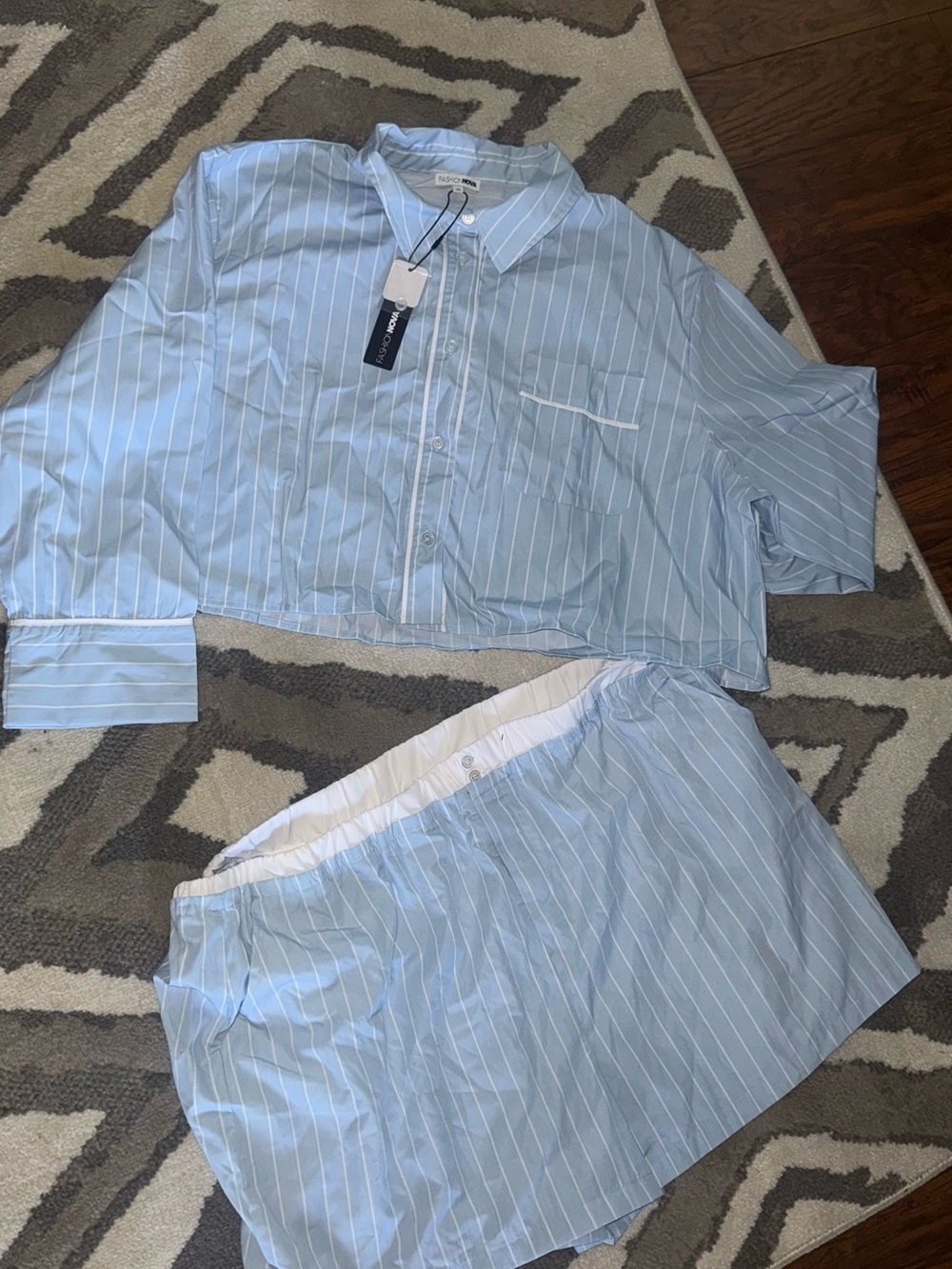 Striped Light Blue Two-Piece set